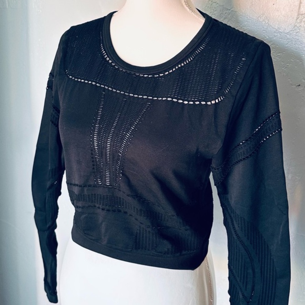 Black Long Sleeve Textured Top